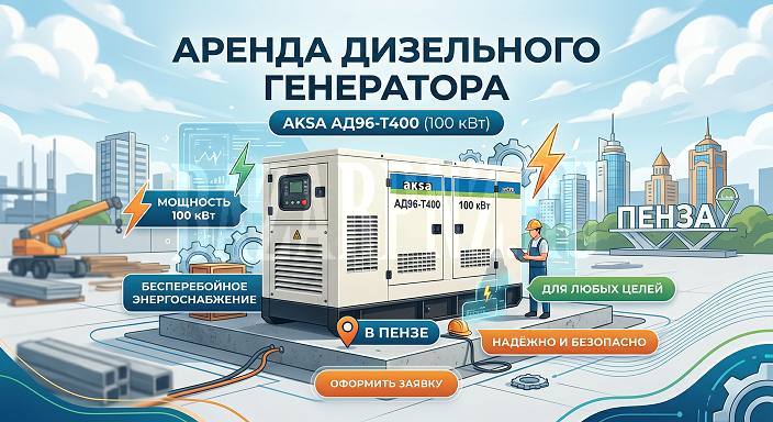 Сдаётся в аренду дизельный генератор AKSA АД96-Т400 100 кВт в Пензе